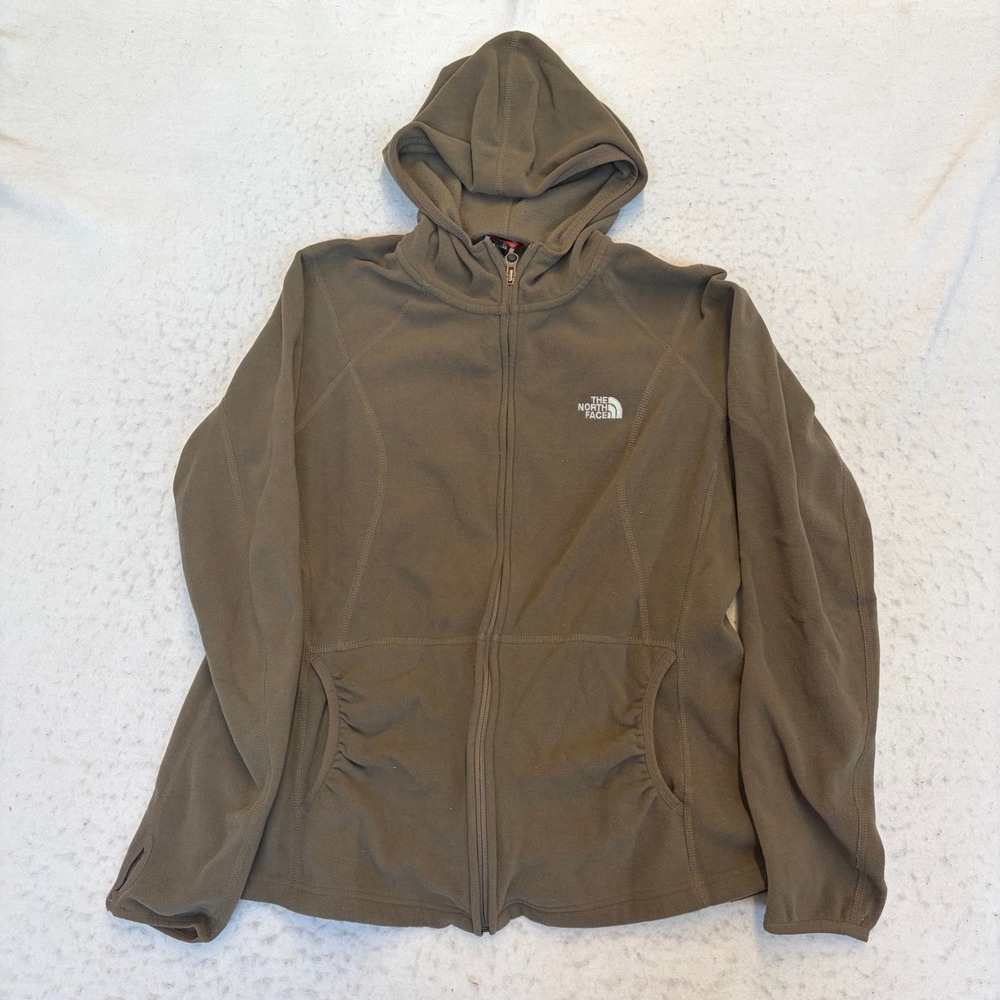The North Face Fleece Hoodie Womens XL Brown Full Zip TKA 100